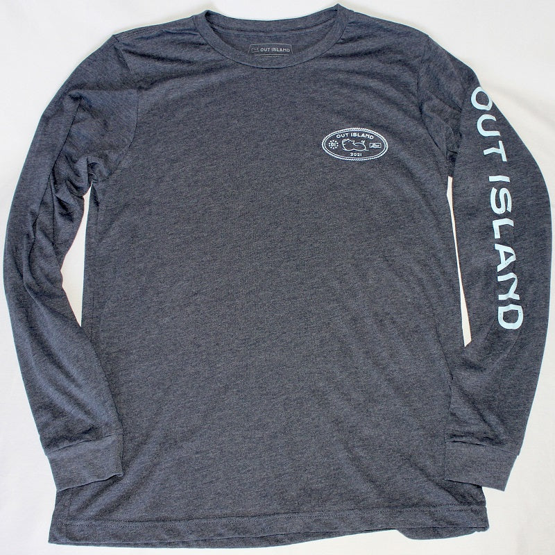 Passport Stamp Long Sleeve Tee in Gulf Stream Blue