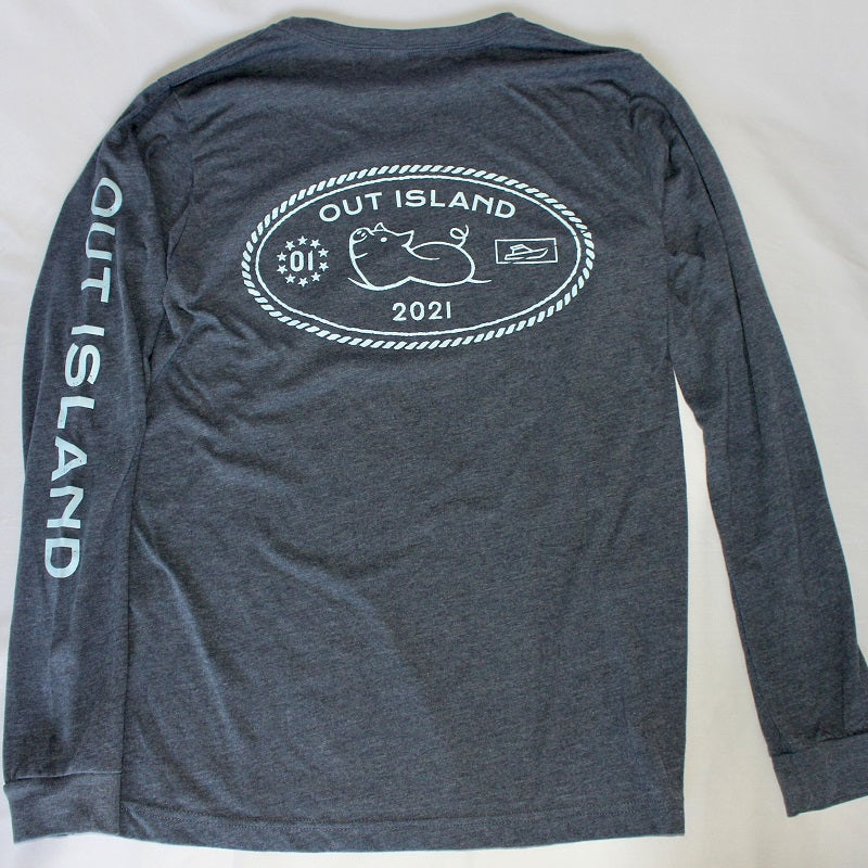 Passport Stamp Long Sleeve Tee in Gulf Stream Blue