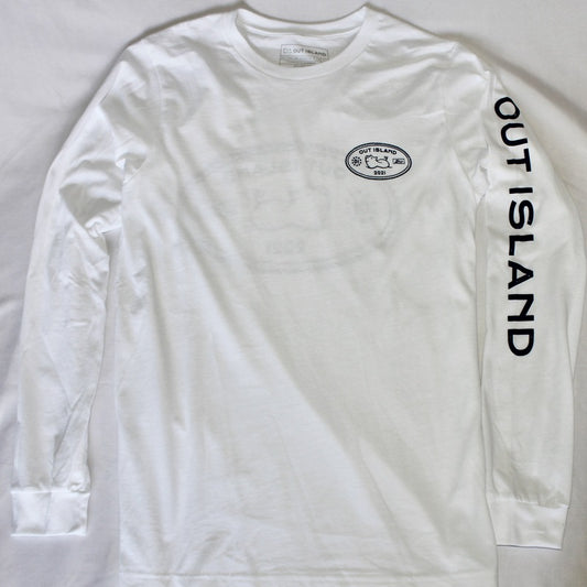 Passport Stamp Long Sleeve Tee in Sunday White