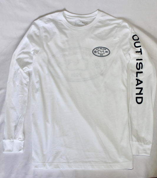 Youth Passport Stamp Long Sleeve Tee in Sunday White