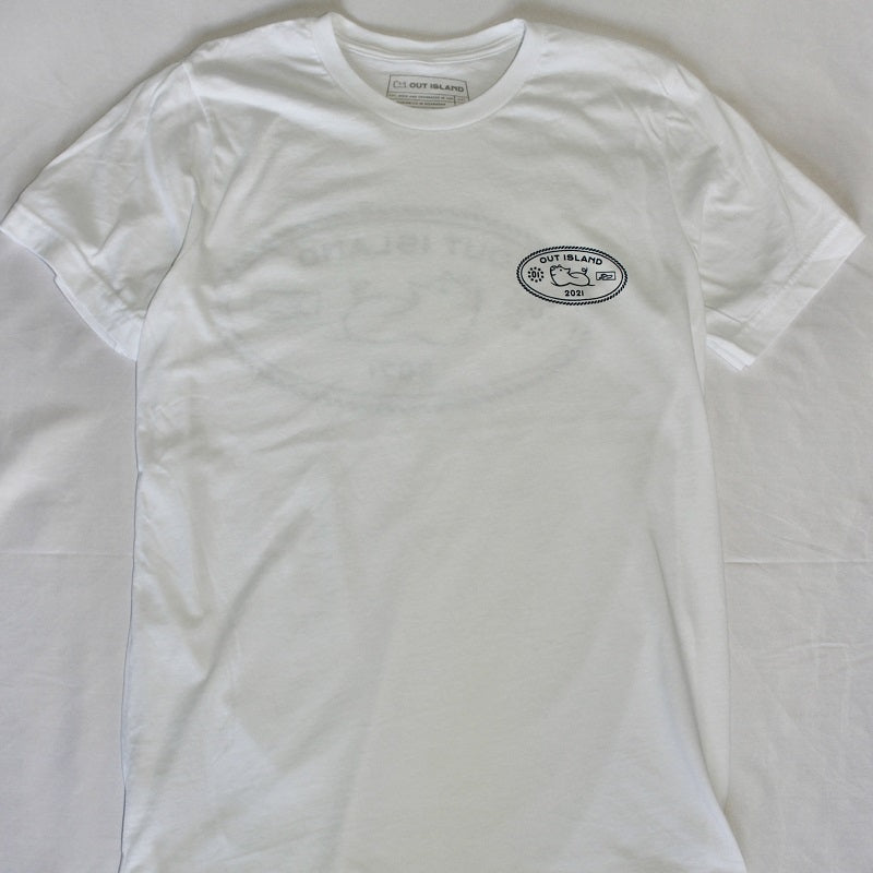 Passport Stamp Short Sleeve Tee in Sunday White