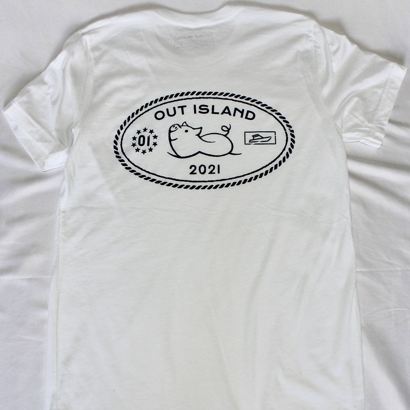 Passport Stamp Short Sleeve Tee in Sunday White